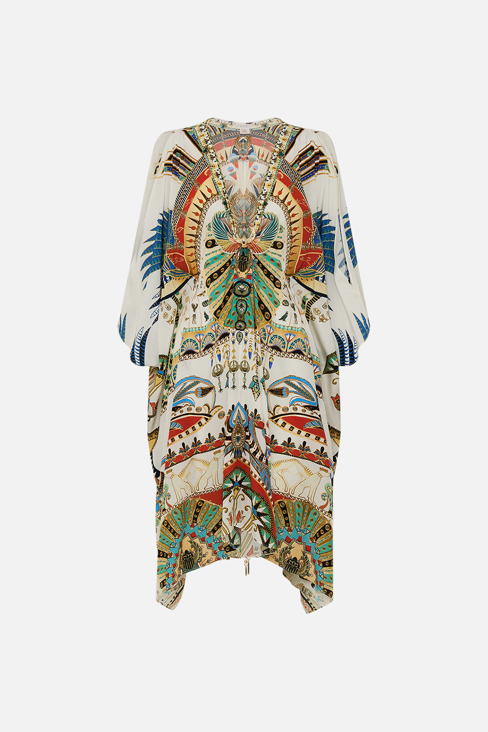 CAMILLA Short Kaftan with Hardware in Valley Of The Queens print