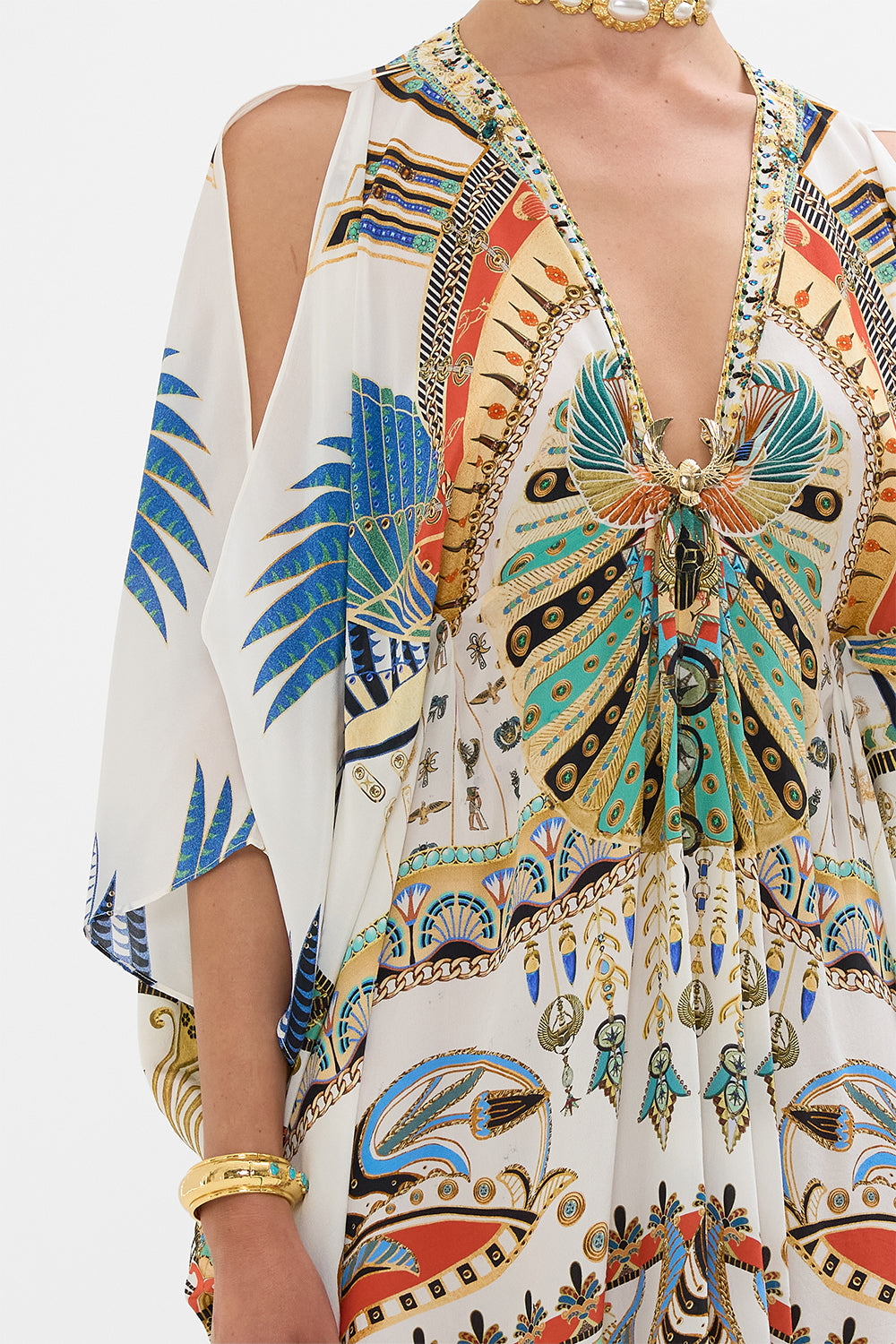 CAMILLA Short Kaftan with Hardware in Valley Of The Queens print