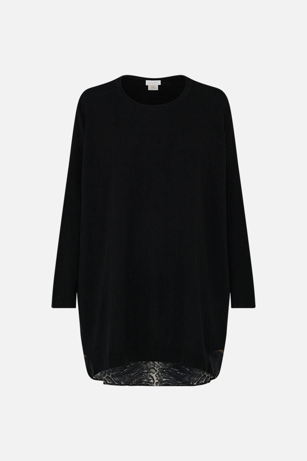 CAMILLA Black Long Sleeve Jumper With Print in Cat Worship print. 