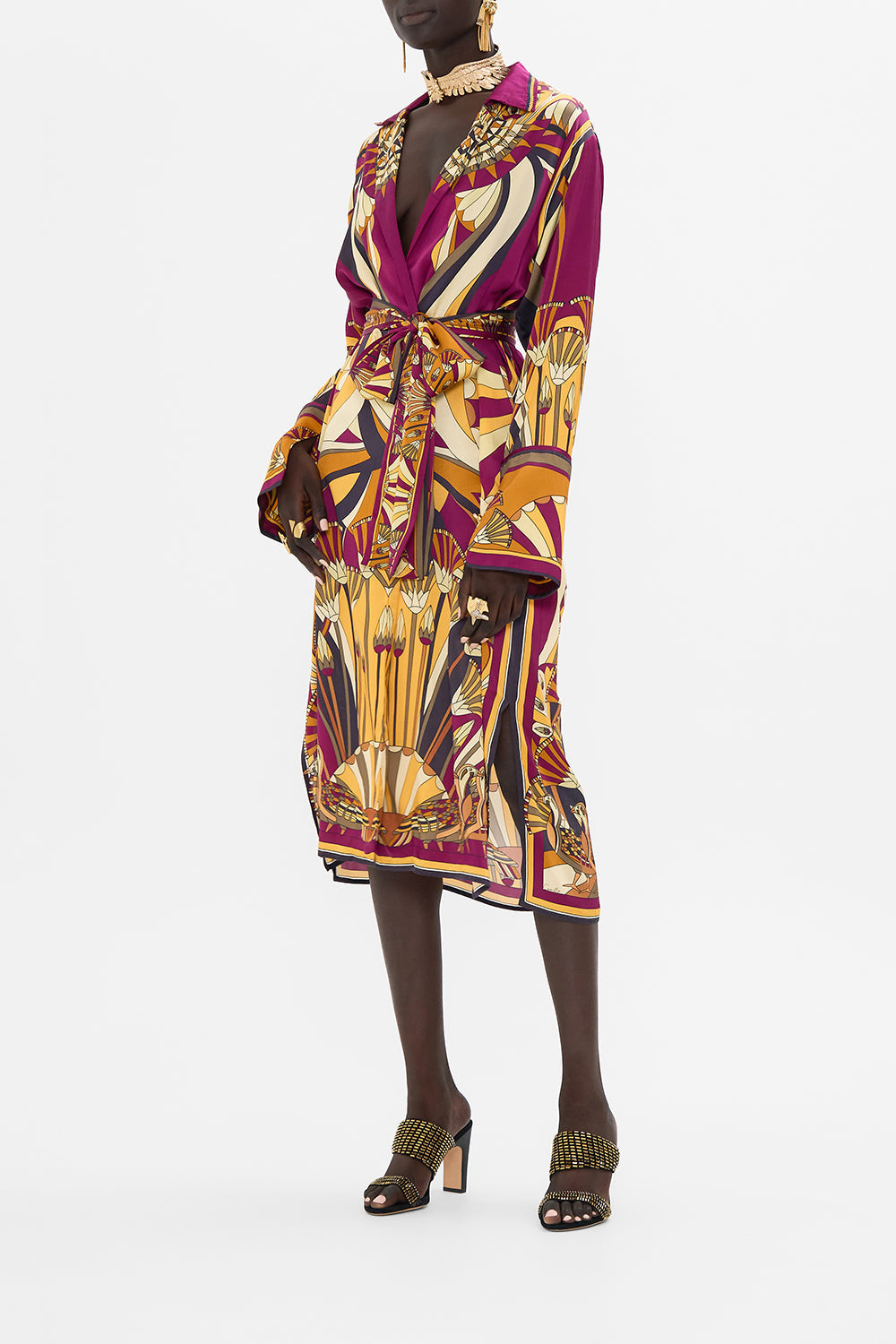 CAMILLA Split Cuff Soft Coat in Desert Delerium print. 