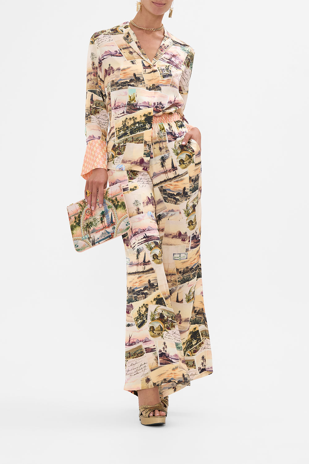The CAMILLA KIDS DRAWSTRING MAXI DRESS WITH BOW STRAPS OTTOMAN DYNASTY in our OTTOMAN DYNASTY print.