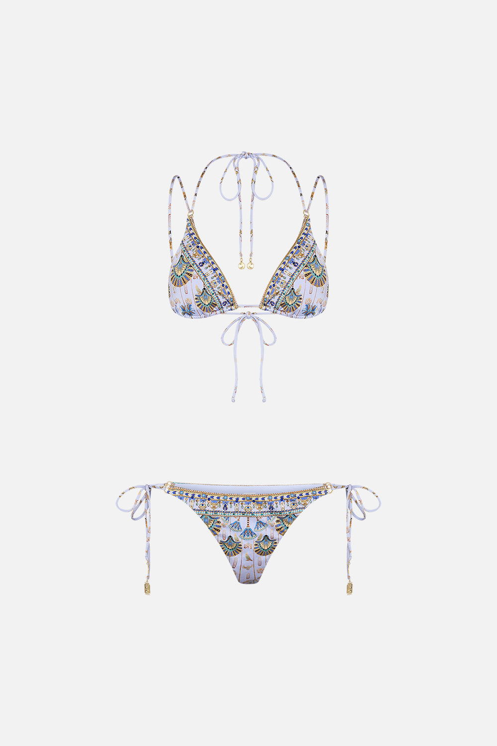 CAMILLA Lilac Multi Strap Tri Ring Bikini in Under Scarab Skies print