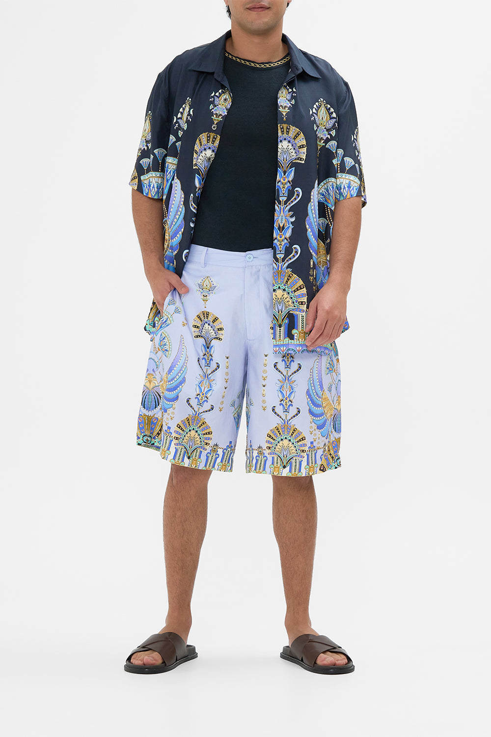 The CAMILLA V NECK KAFTAN WITH FRONT WELT POCKETS MY FAIR PHARAOH in our  print.