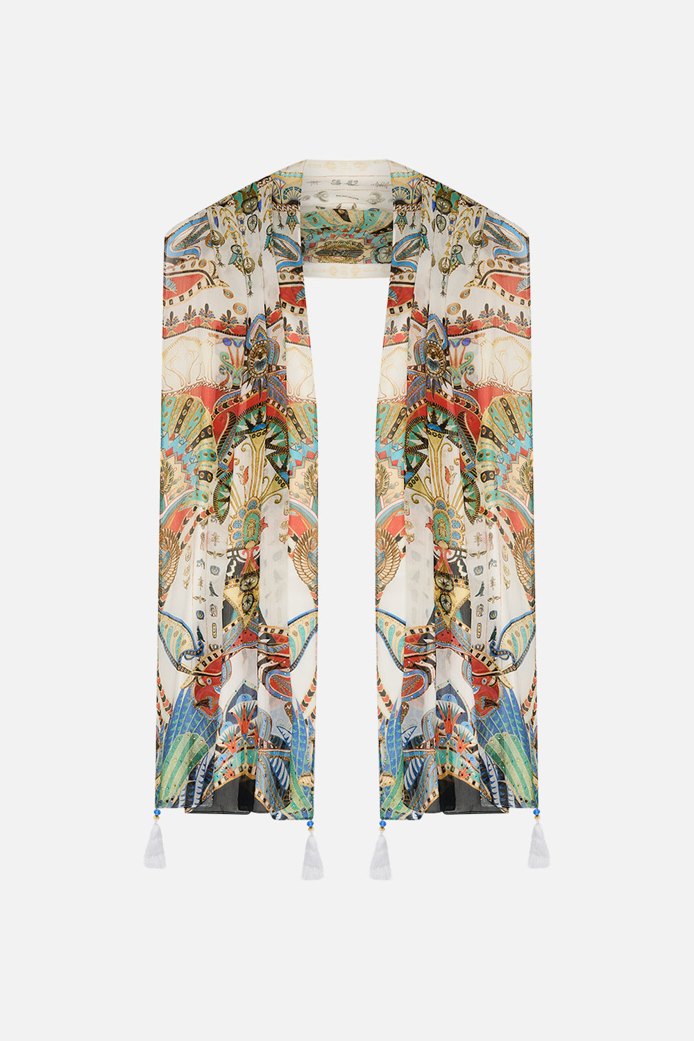 CAMILLA Long Scarf in Valley Of The Queens print.