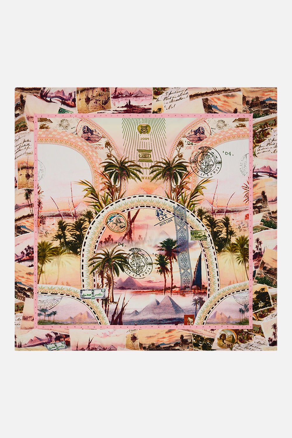 CAMILLA  large square scarf in Milla's Got Mail print.