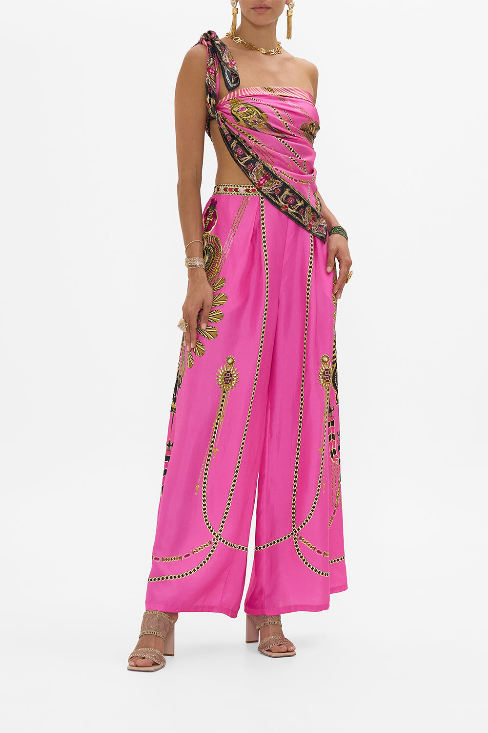 CAMILLA Large Square Scarf in Song Of The Scarab print. 