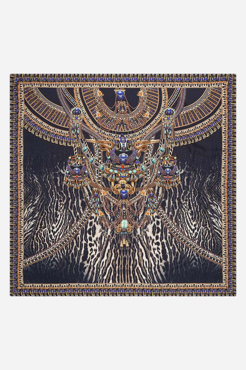 CAMILLA Large Square Scarf in Cat Worship print. 