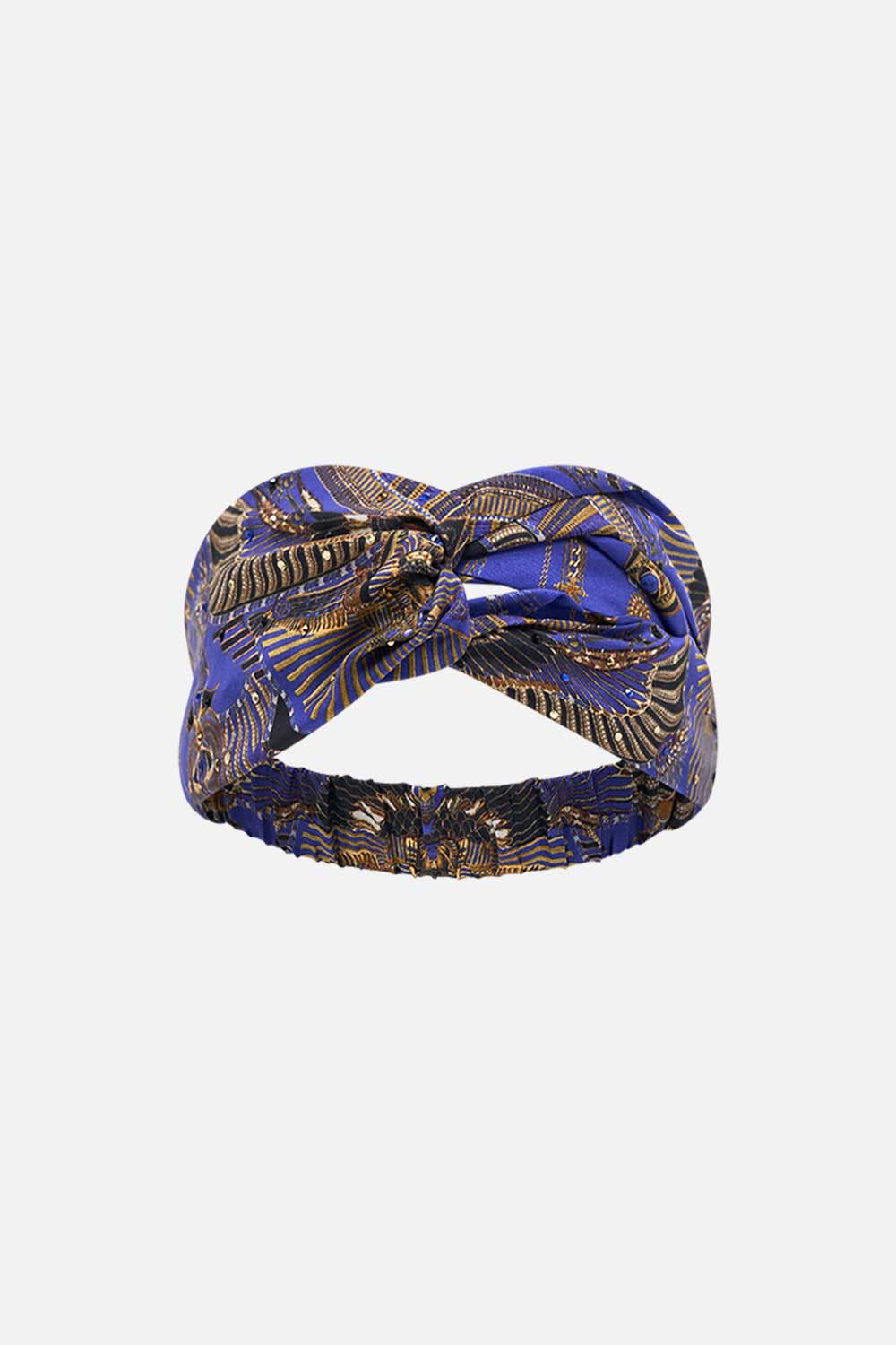 CAMILLA Woven Twist Headband in My Fair Pharaoh print. 