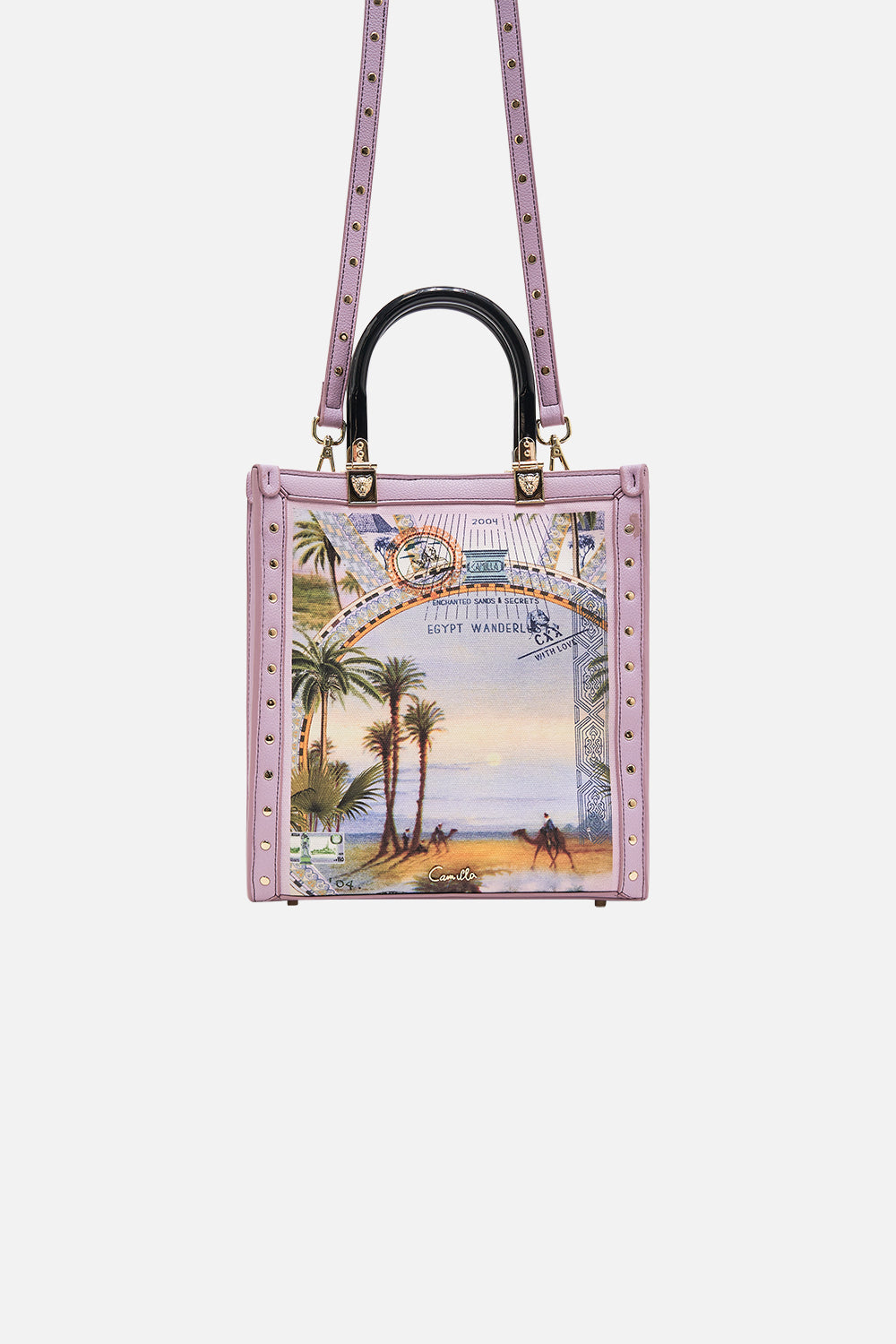 CAMILLA  north south tote with smooth handle in Call Me in Cairo print 