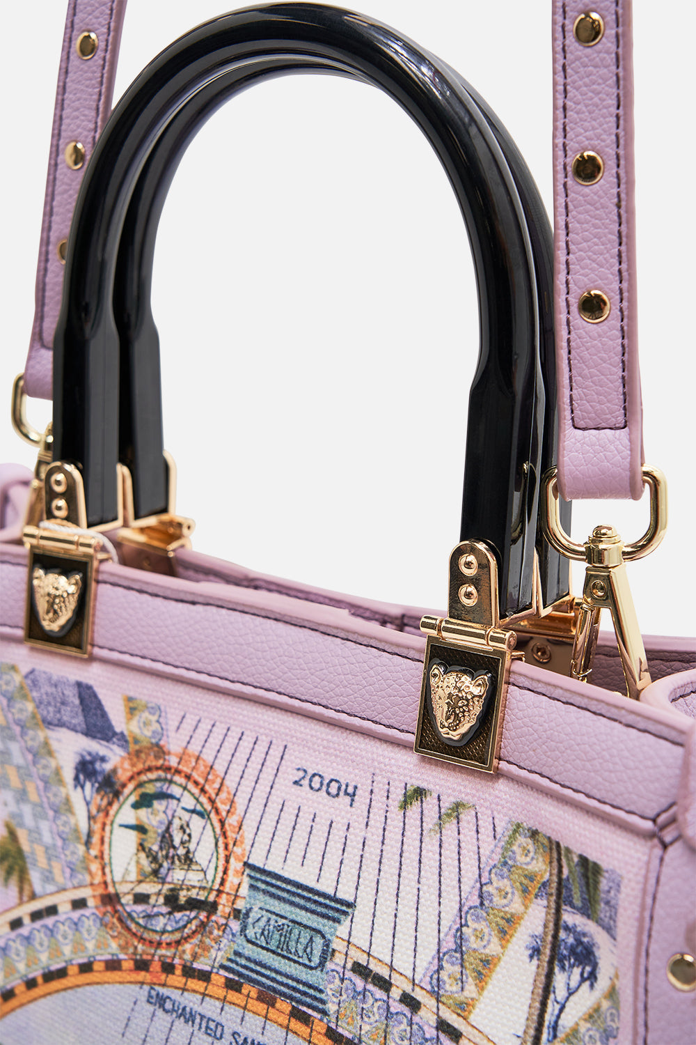 CAMILLA  north south tote with smooth handle in Call Me in Cairo print 