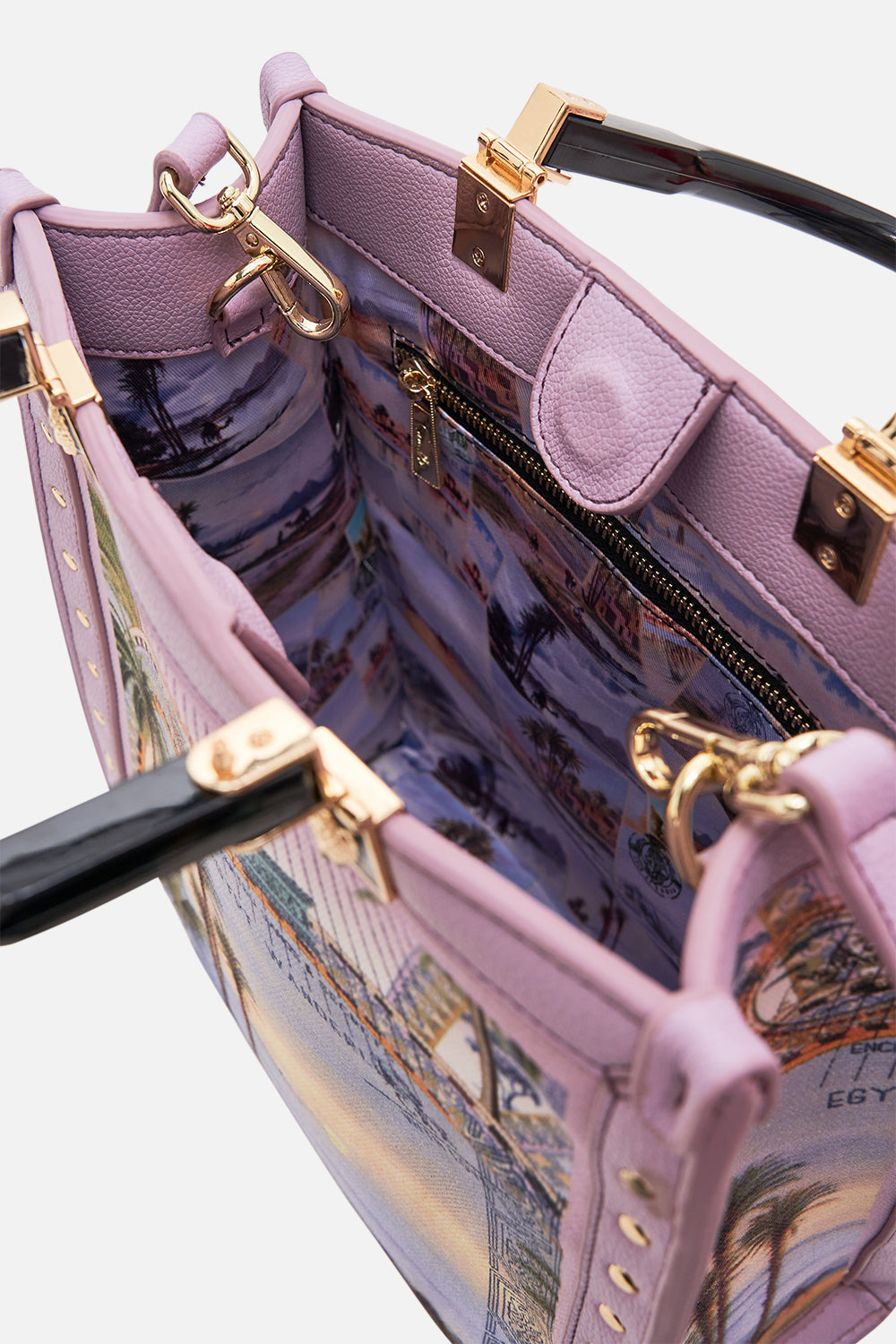 CAMILLA  north south tote with smooth handle in Call Me in Cairo print 