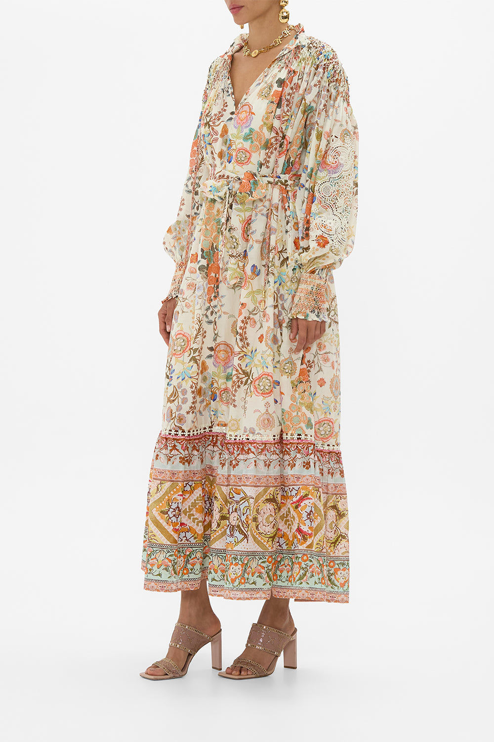 CAMILLA Blouson Sleeve Smocked Dress in Honour of Heirlooms print