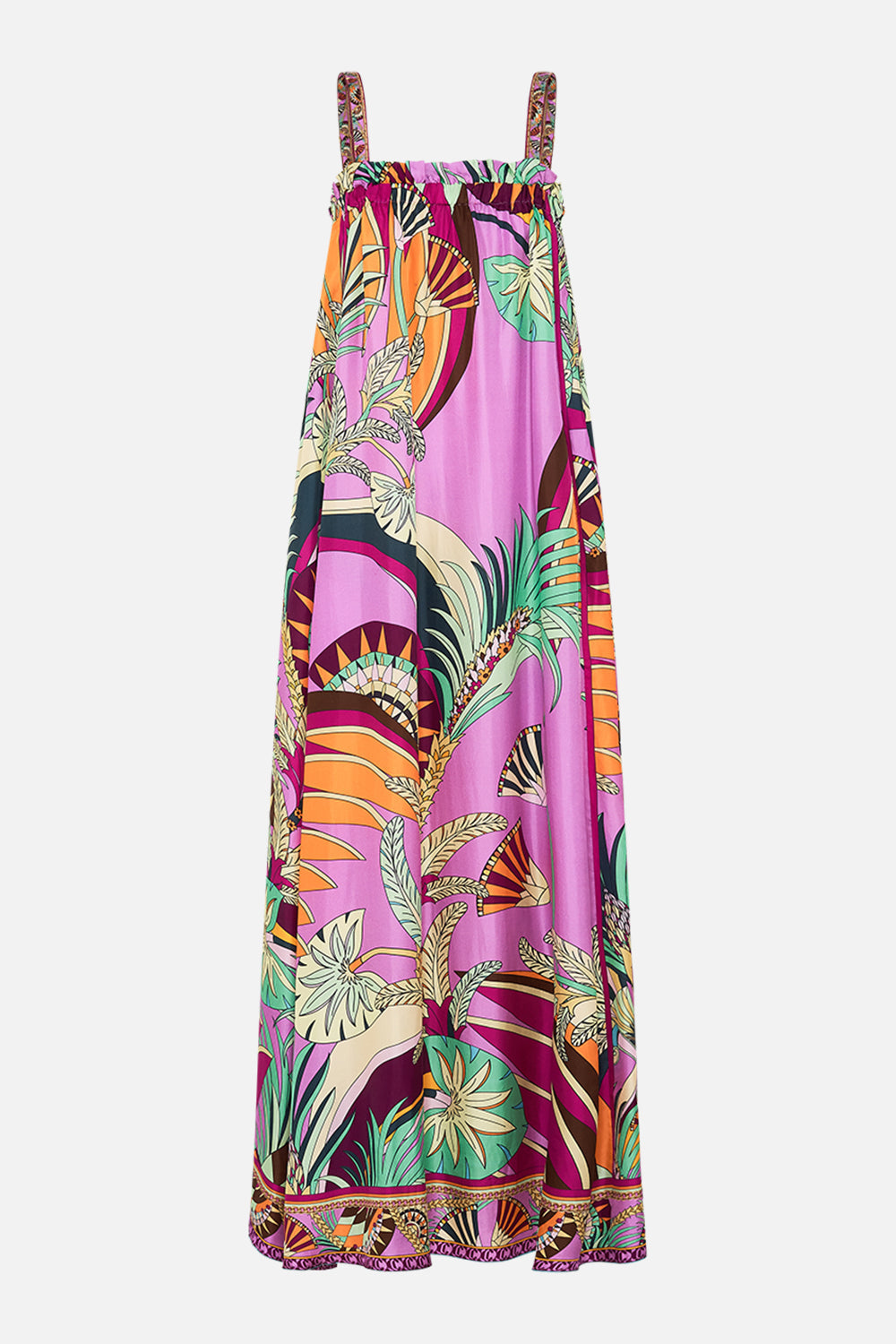 CAMILLA Wide Strap Sundress in Giza Goddess print. 