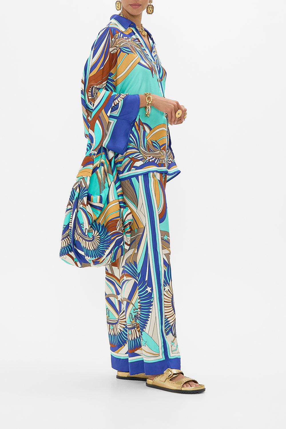 CAMILLA Slouch Shoulder Bag in Oasis Oracle print.