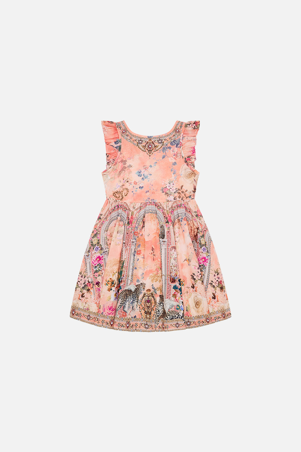 Milla By CAMILLA Floral Kids Jersey and Woven Mini Frill Dress in The Jewellery Palace print.