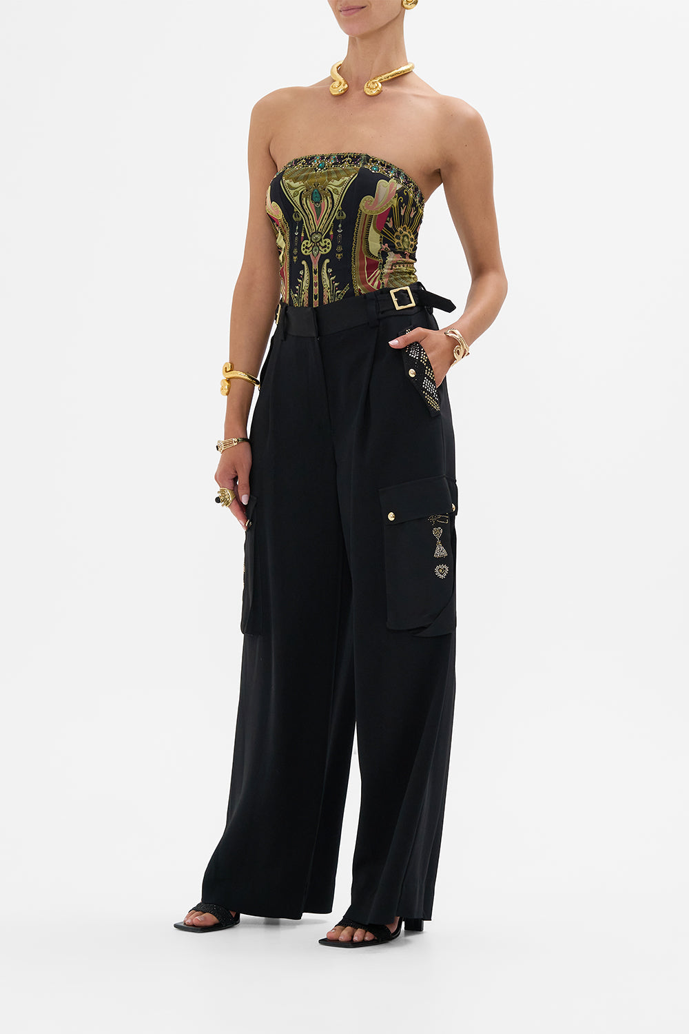 CAMILLA Bandeau Bodysuit in They Called Her Nefertari print.