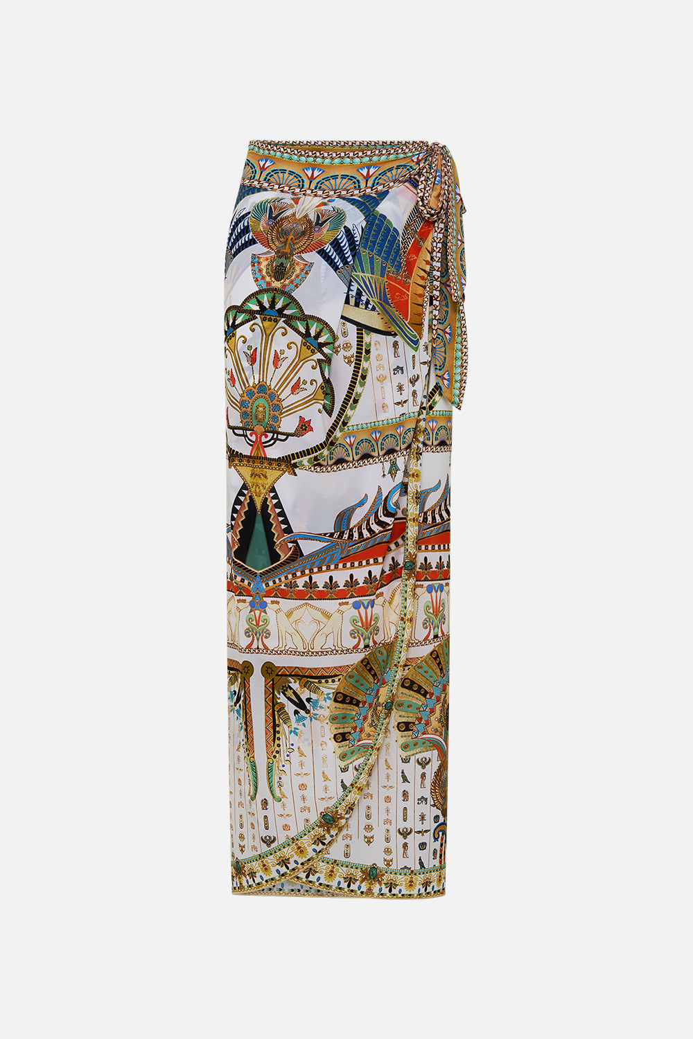CAMILLA Long Draped Sarong in Valley Of The Queens print.