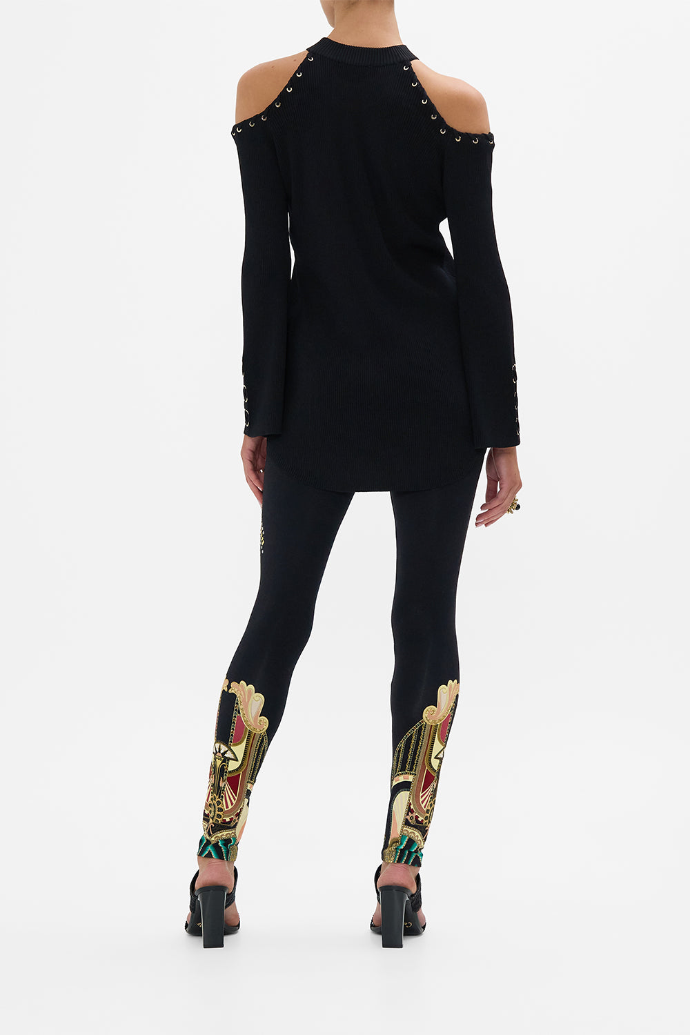 CAMILLA Metal Hotfix Embellished Leggings in They Called Her Nefertari print