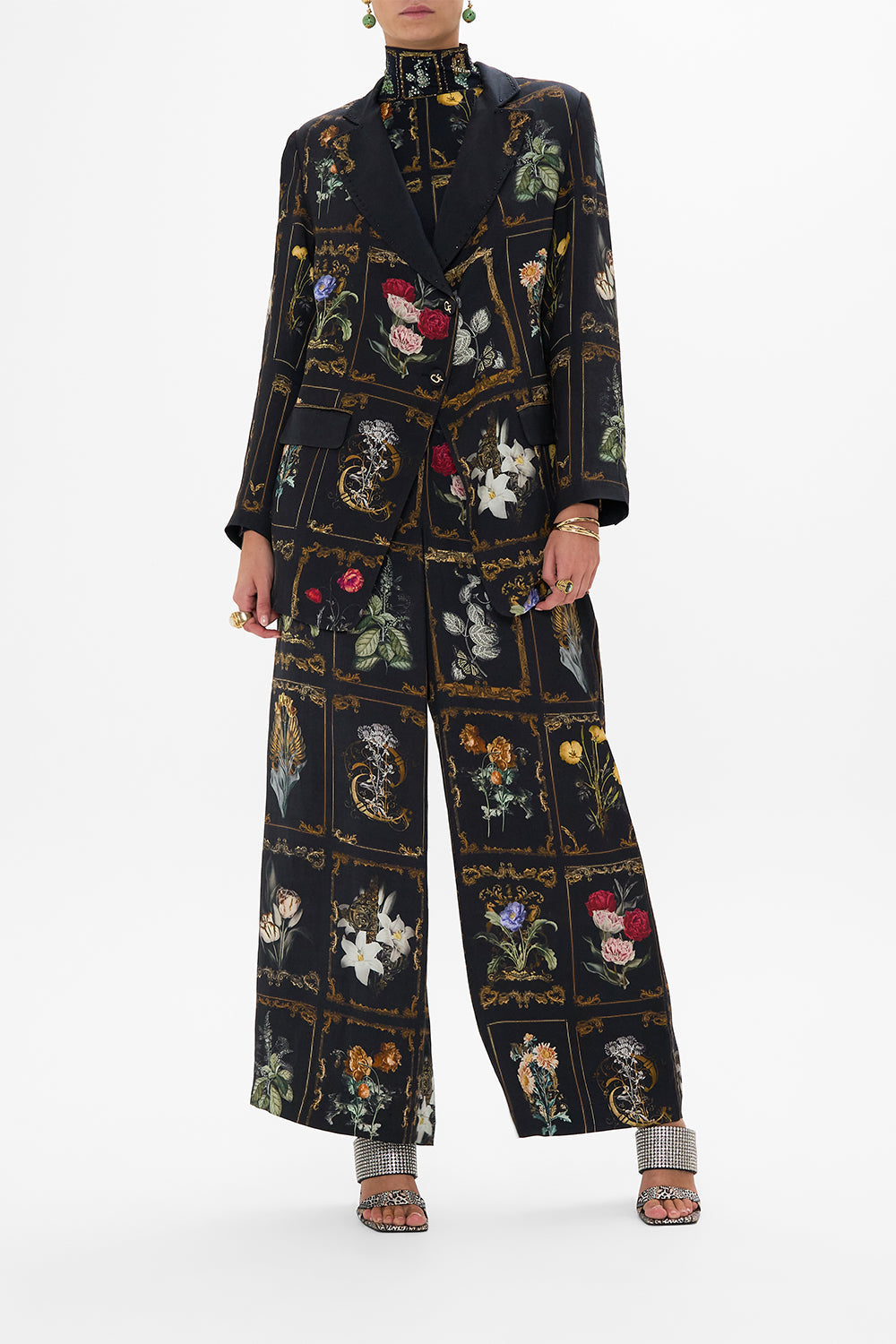 CAMILLA Black Wide Leg Waisted Pant in Magic in the Manuscripts