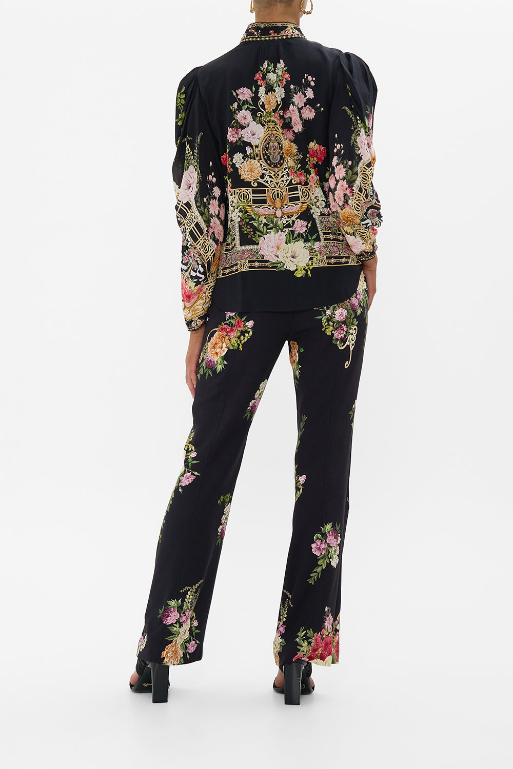 PINTUCK BLOUSE WITH DRAPED SLEEVE ADORNED IN ALEXANDRIA