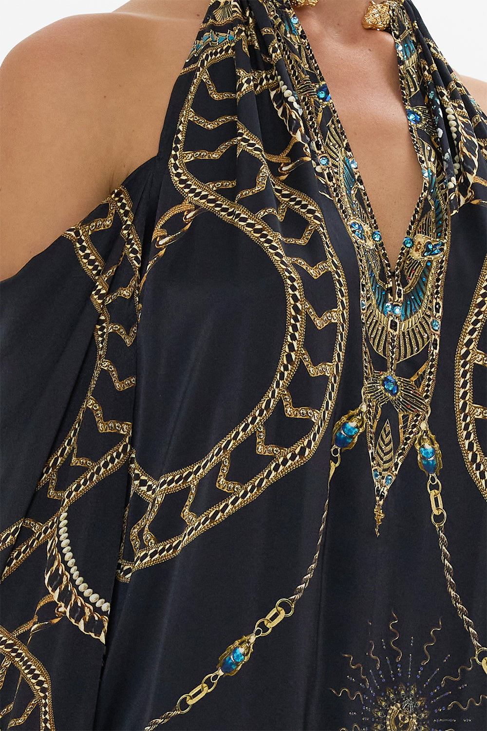 FLARED SLEEVE COLD SHOULDER LONG KAFTAN CALL ME CLEOPATRA