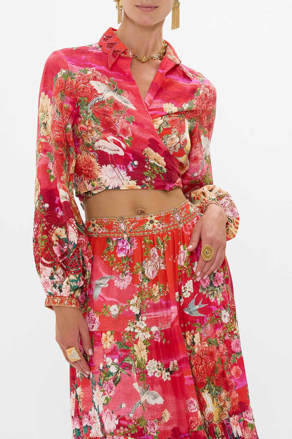 The CAMILLA SHORT BIAS SLIP SHRINE OF SUNSHINE in our  print.