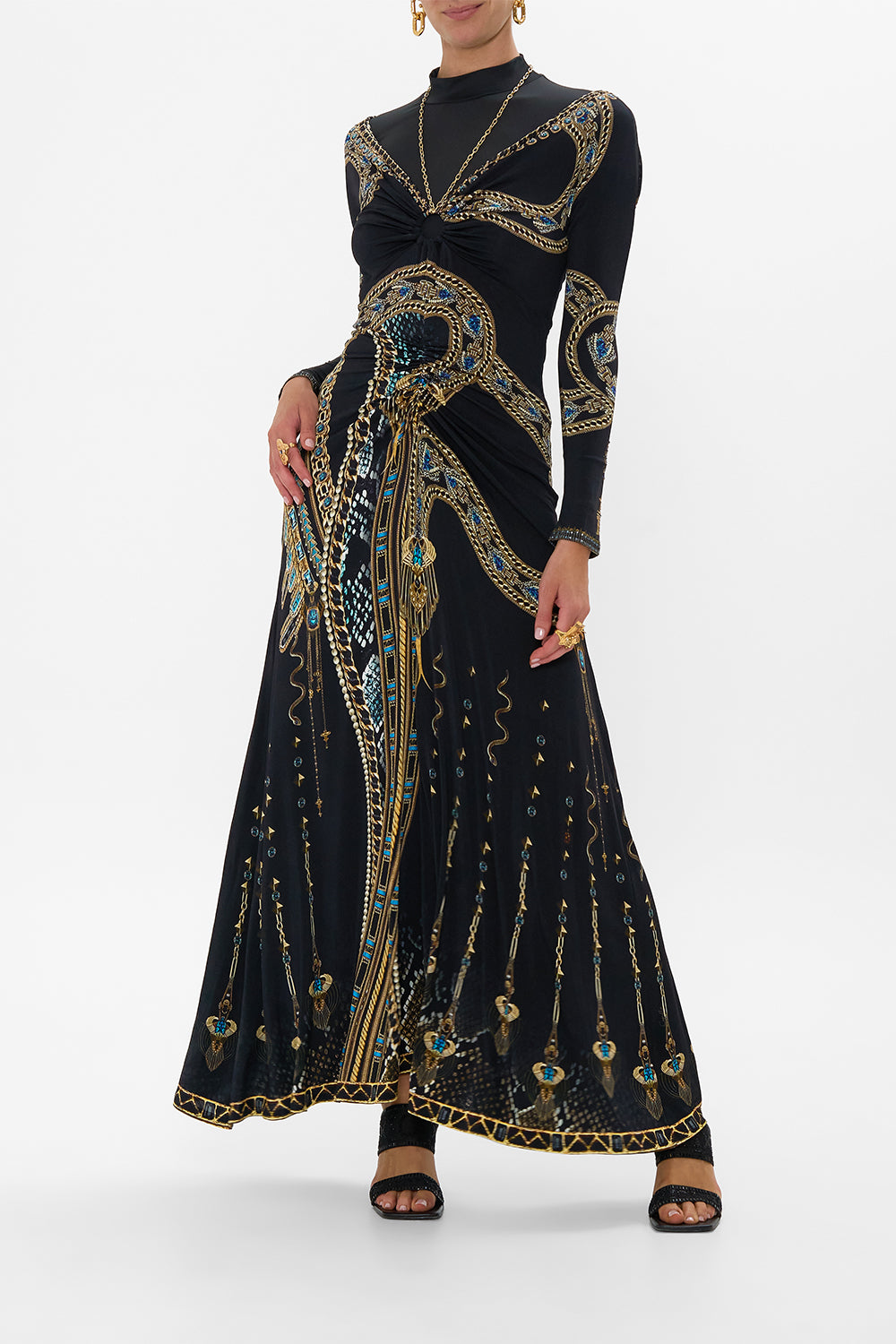 RUCHED JERSEY DRESS WITH HARDWARE AND CHAIN CALL ME CLEOPATRA