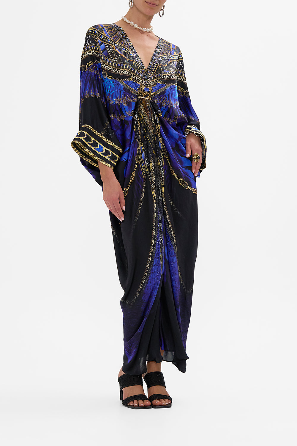 CAMILLA Pierced V-Neck Kaftan in Other Side of the Oasis print.