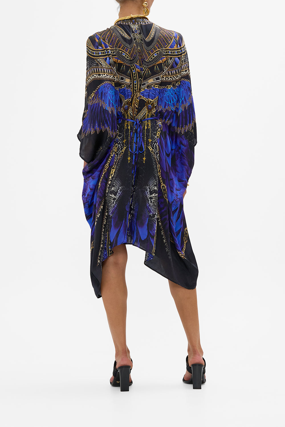 CAMILLA Short Kaftan with Hardware in Other Side of the Oasis print.