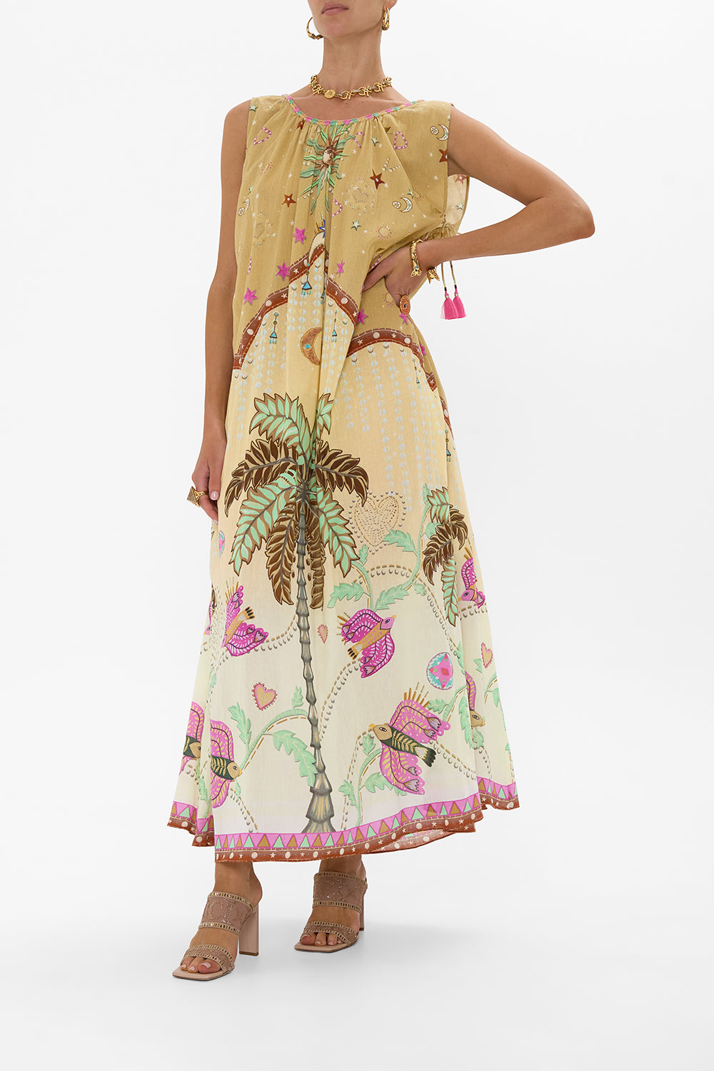 PANELLED TANK DRESS WITH CURVED HEM ASWAN ABSTRACT