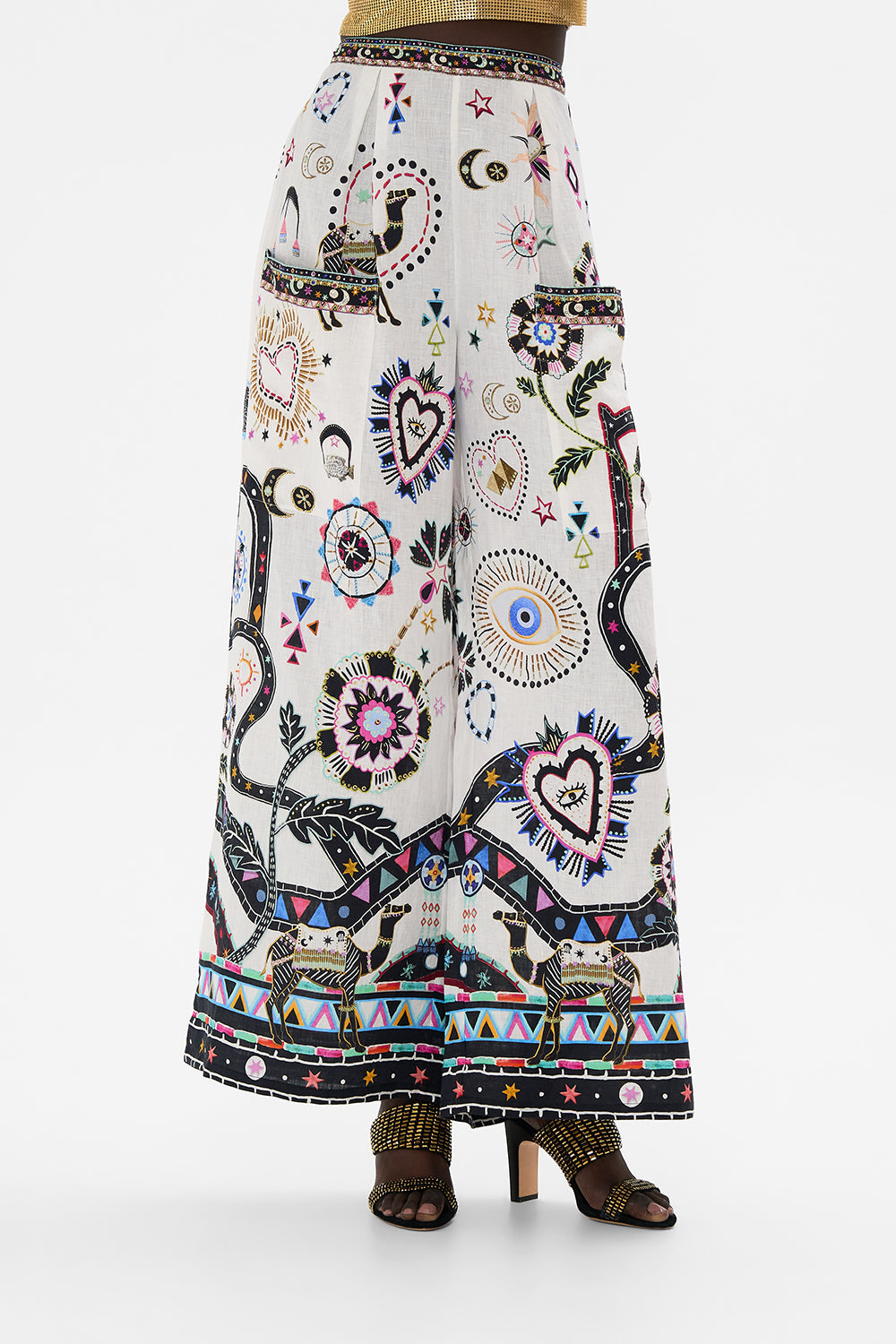 WIDE LEG TROUSER WITH FRONT POCKETS NUBIAN WONDERLAND