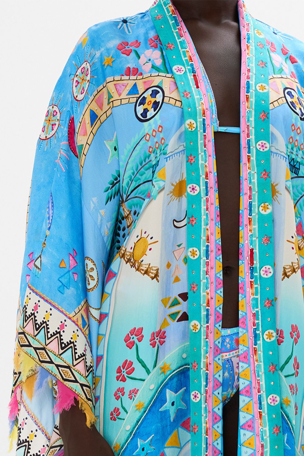 KIMONO LAYER WITH COLLAR A PAINTED VILLAGE