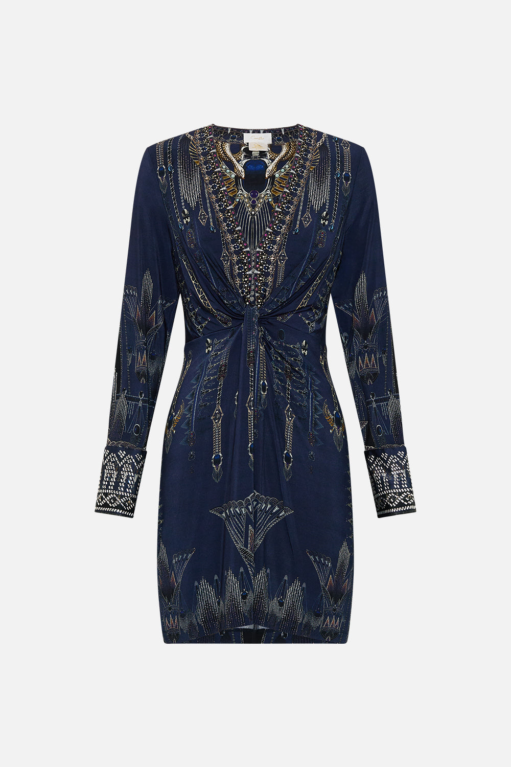 SHORT V NECK TWIST FRONT JERSEY DRESS THE EGYPT EFFECT