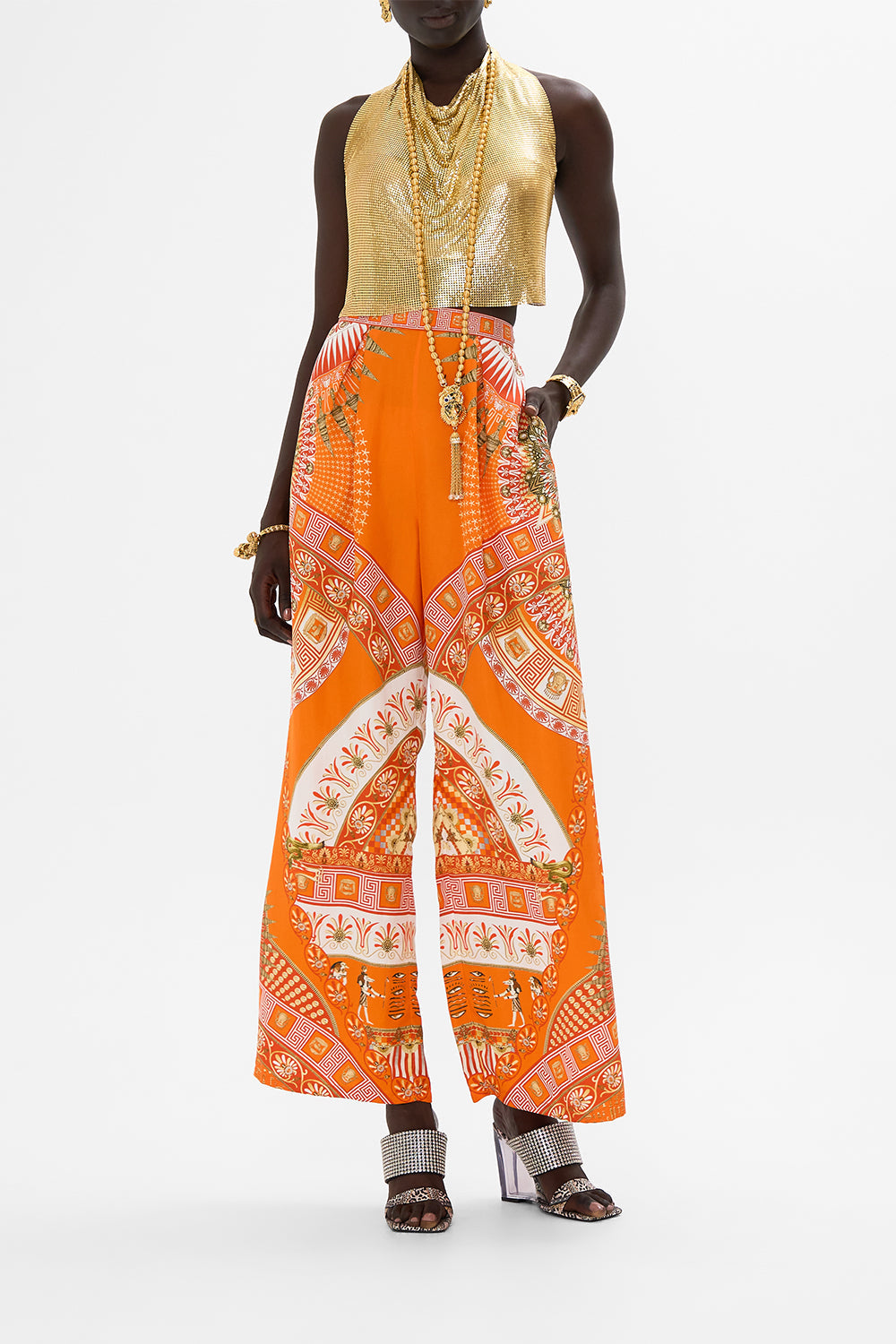 The CAMILLA STRAIGHT LEG PANT DANCING WITH DAYLIGHT in our  print.
