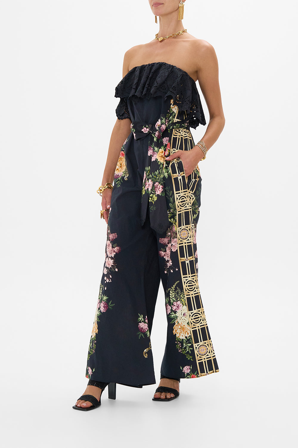 The CAMILLA LONG SPLIT FRONT TWIST JERSEY DRESS PALACIO POETRY in our  print.