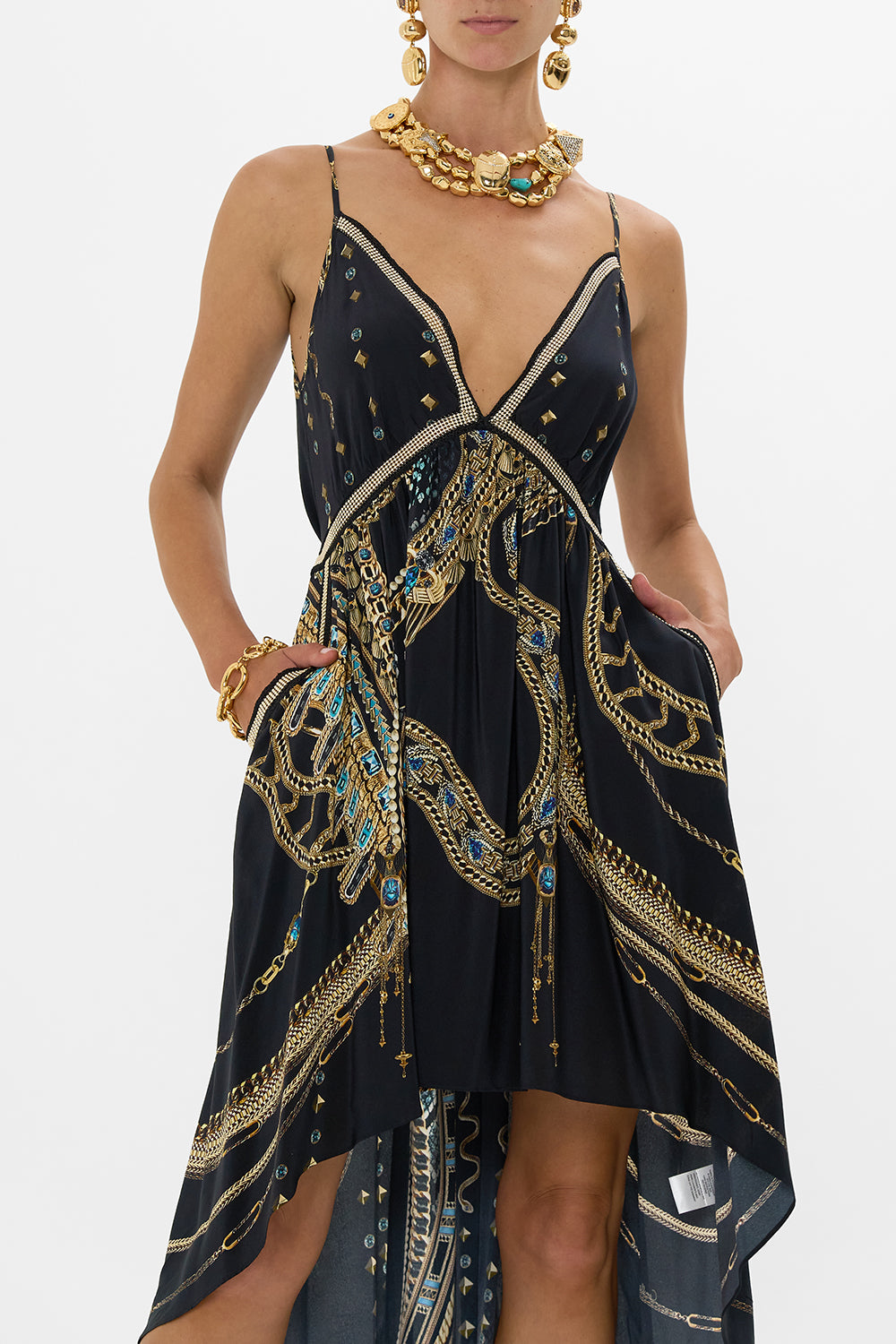 STRAPPY HIGH LOW DRESS WITH POCKETS CALL ME CLEOPATRA