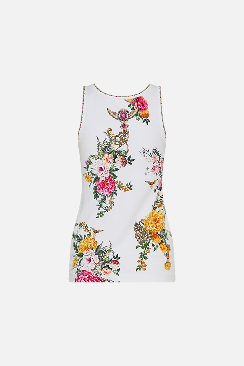 CAMILLA Jersey scoop neck tank top in Egyptian rose print.