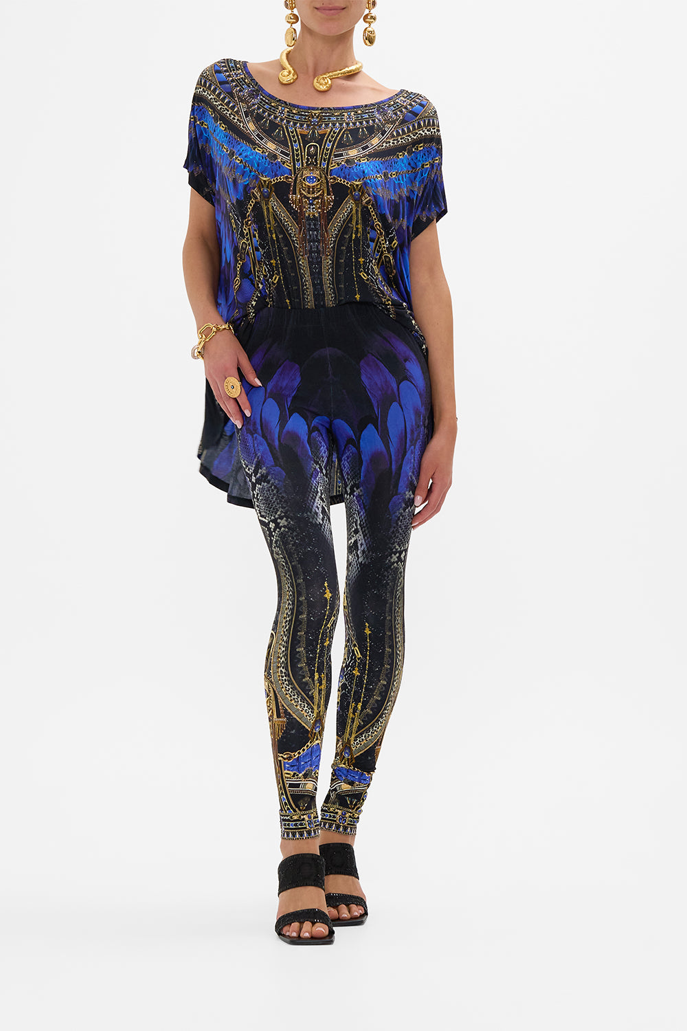 CAMILLA Loose Fit Tee Blue/Black in Other Side of the Oasis print.
