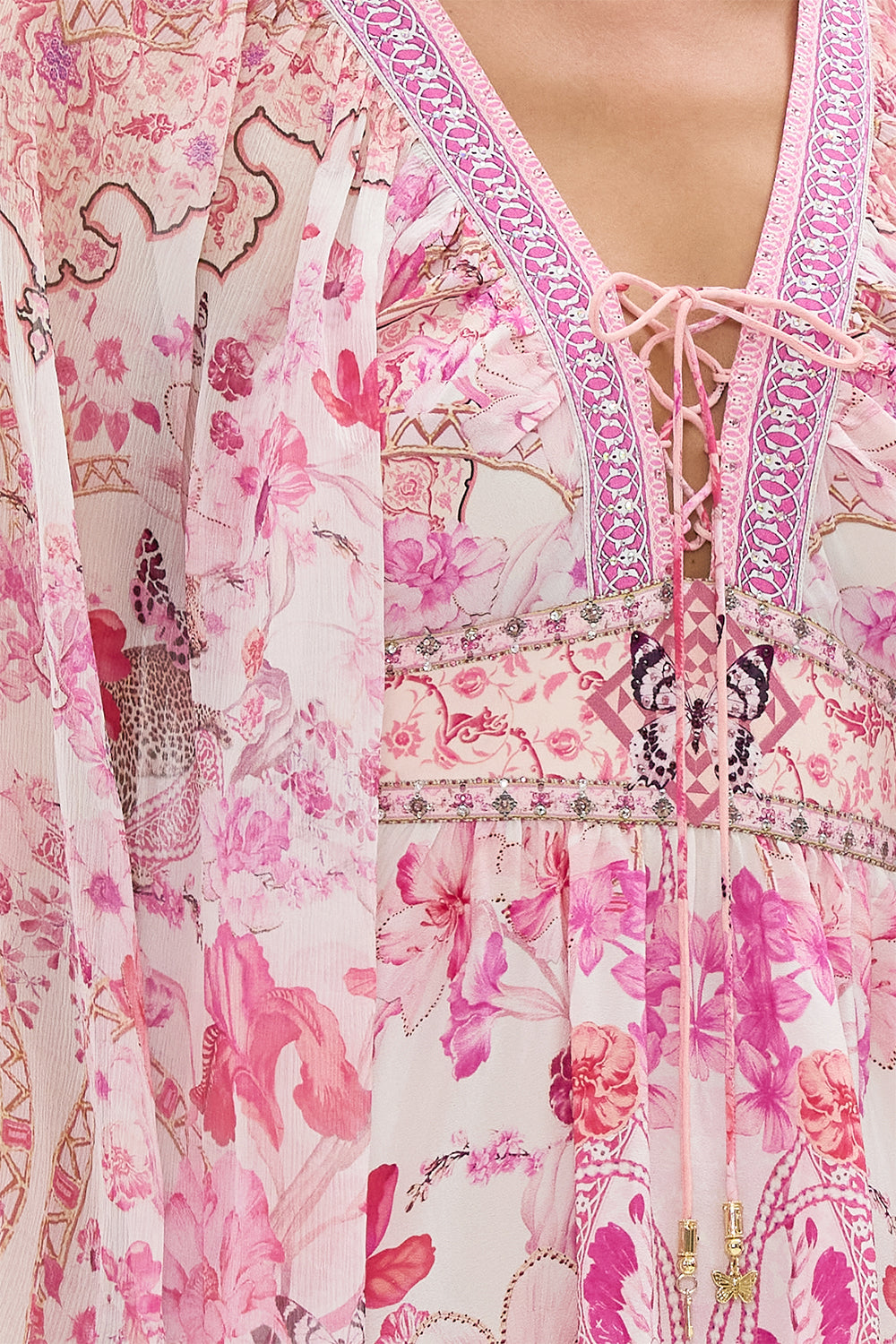 LACE UP FRONT SHORT DRESS BOTANICAL NOVELLA