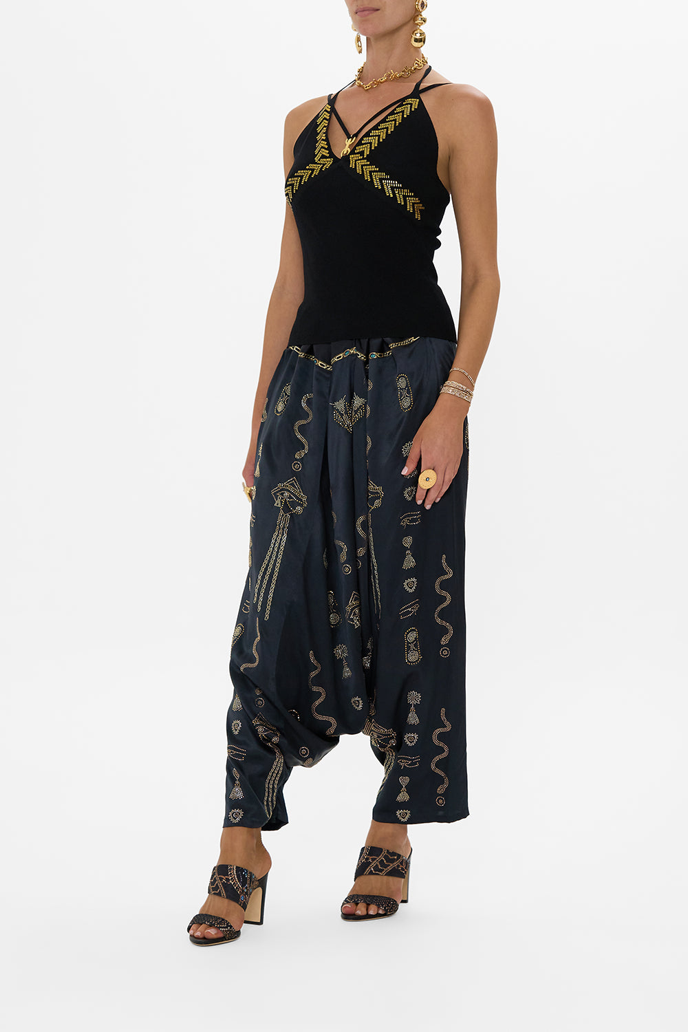 The CAMILLA STRAIGHT LEG PANT ASWAN ABSTRACT in our  print.