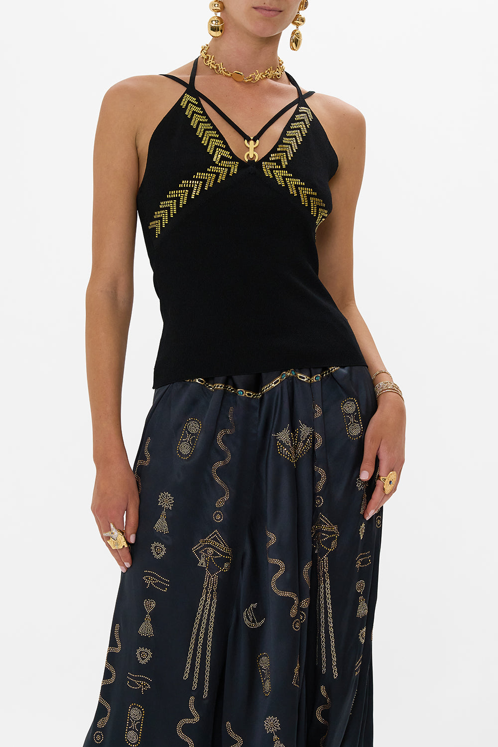 The CAMILLA STRAIGHT LEG PANT ASWAN ABSTRACT in our  print.