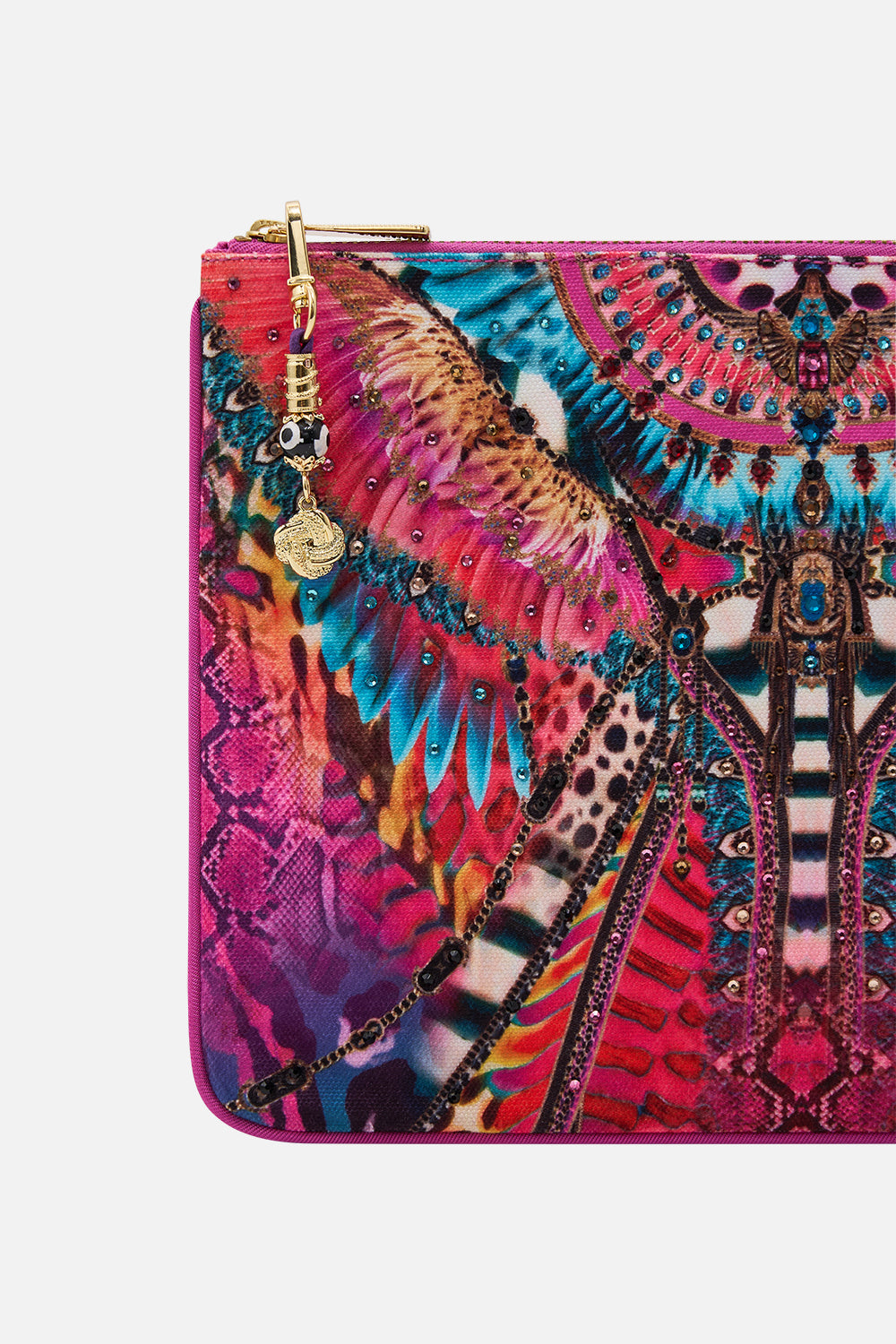 CAMILLA Small Canvas Clutch in Sahara Supernatural print.