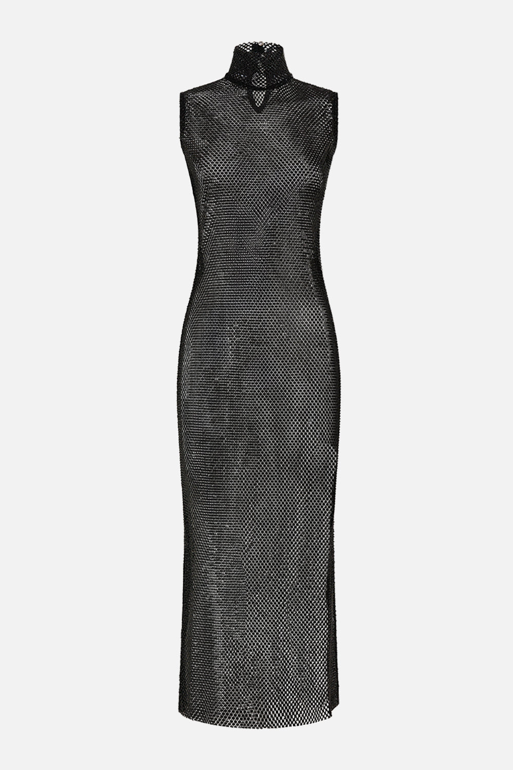 SLEEVELESS TURTLE NECK CRYSTAL MESH DRESS MARK OF MEDUSA