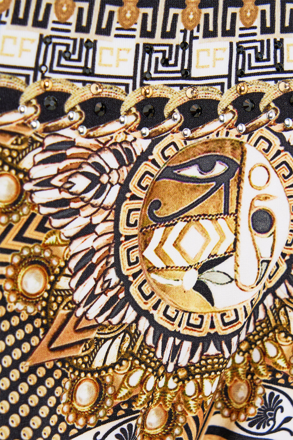 PANT WITH CUT OUT AND TRIM TEMPLES OF DENDARA