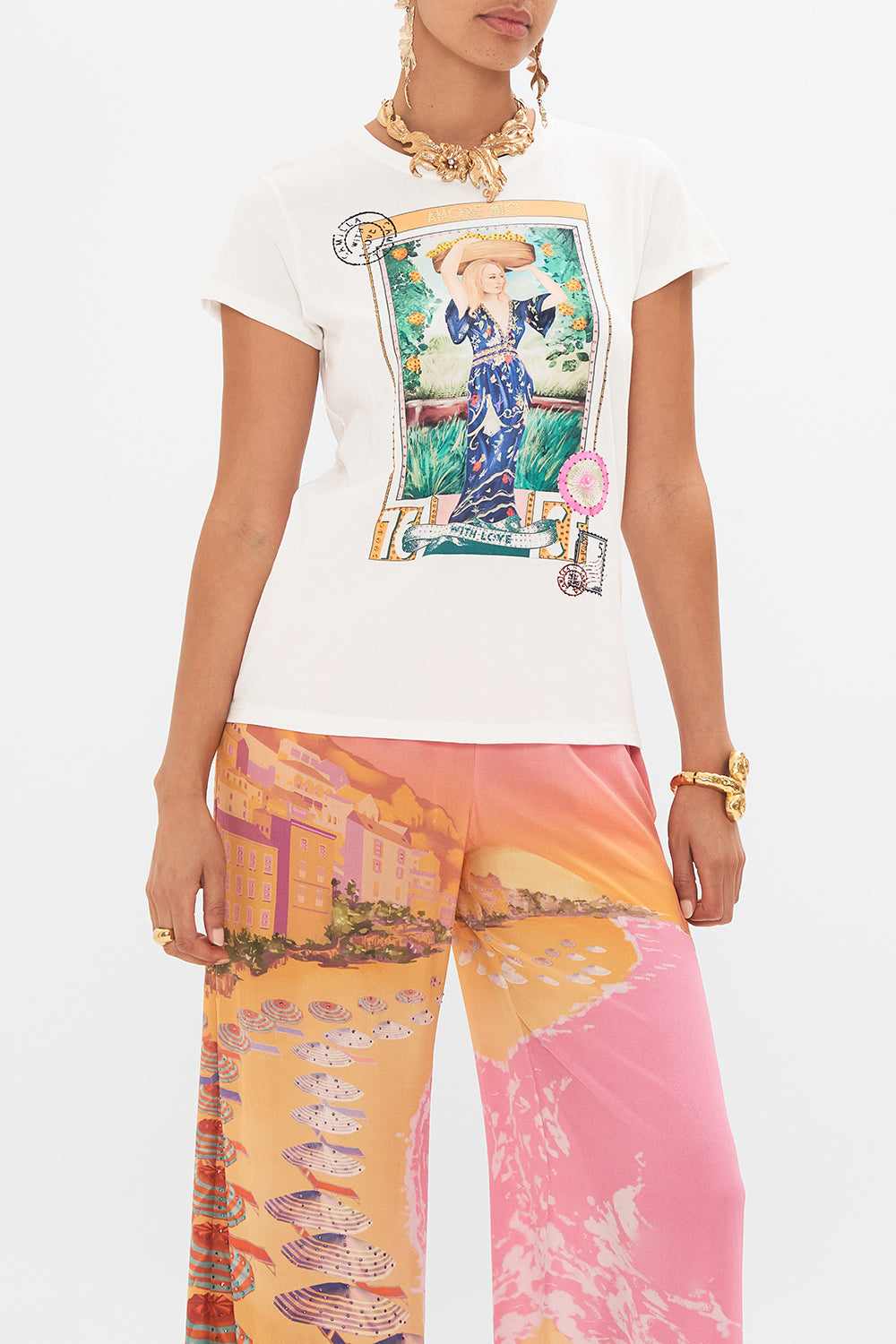 SLIM FIT ROUND NECK T-SHIRT - MULTI CAPRI ME