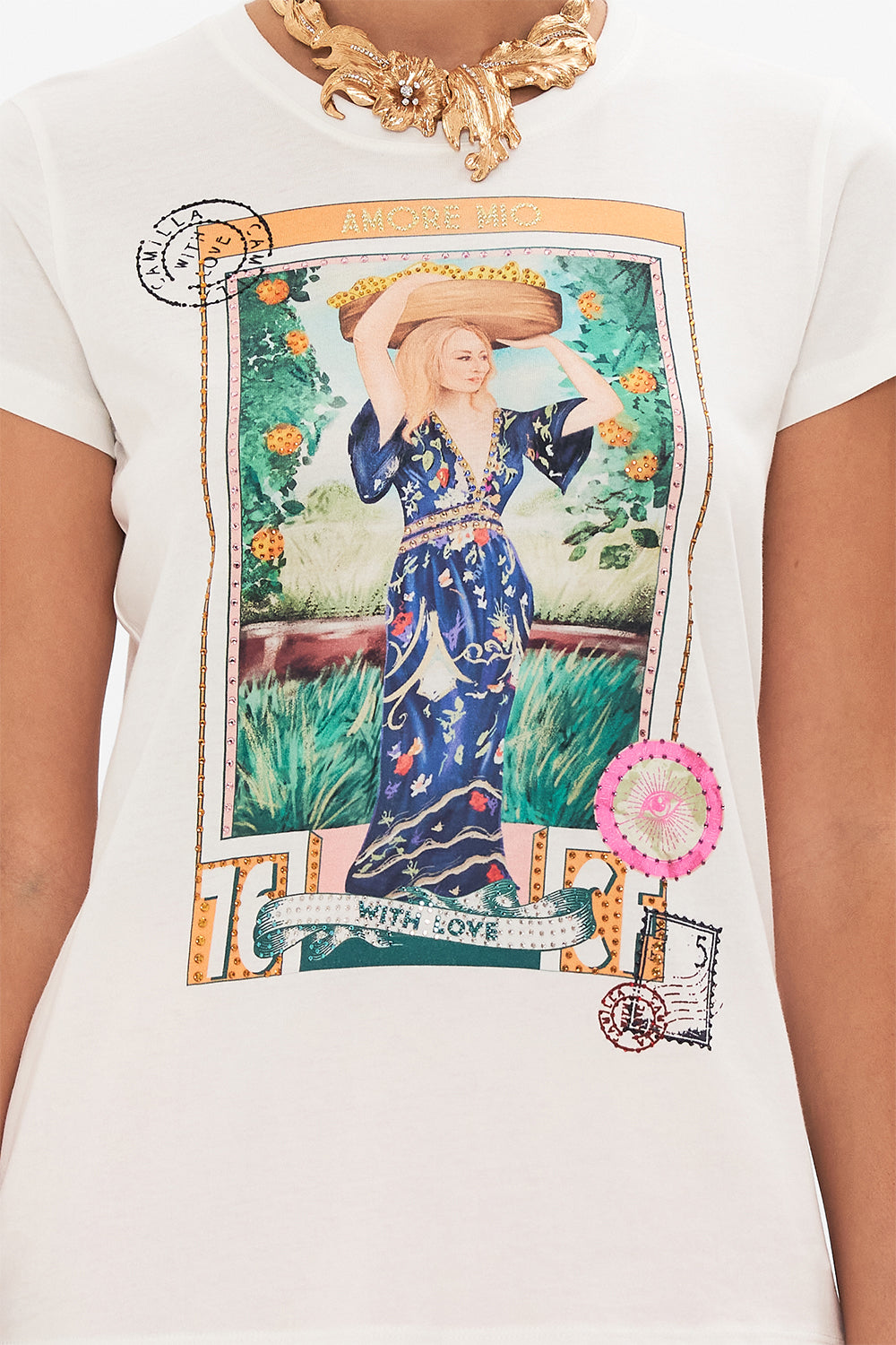 SLIM FIT ROUND NECK T-SHIRT - MULTI CAPRI ME