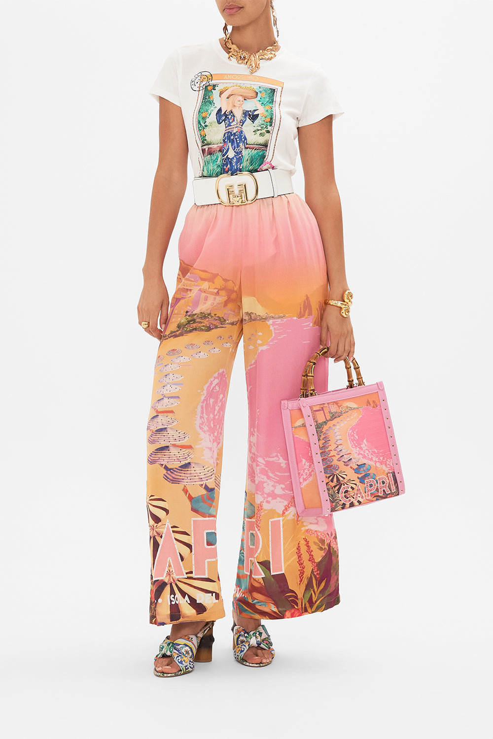 SLIM FIT ROUND NECK T-SHIRT - MULTI CAPRI ME