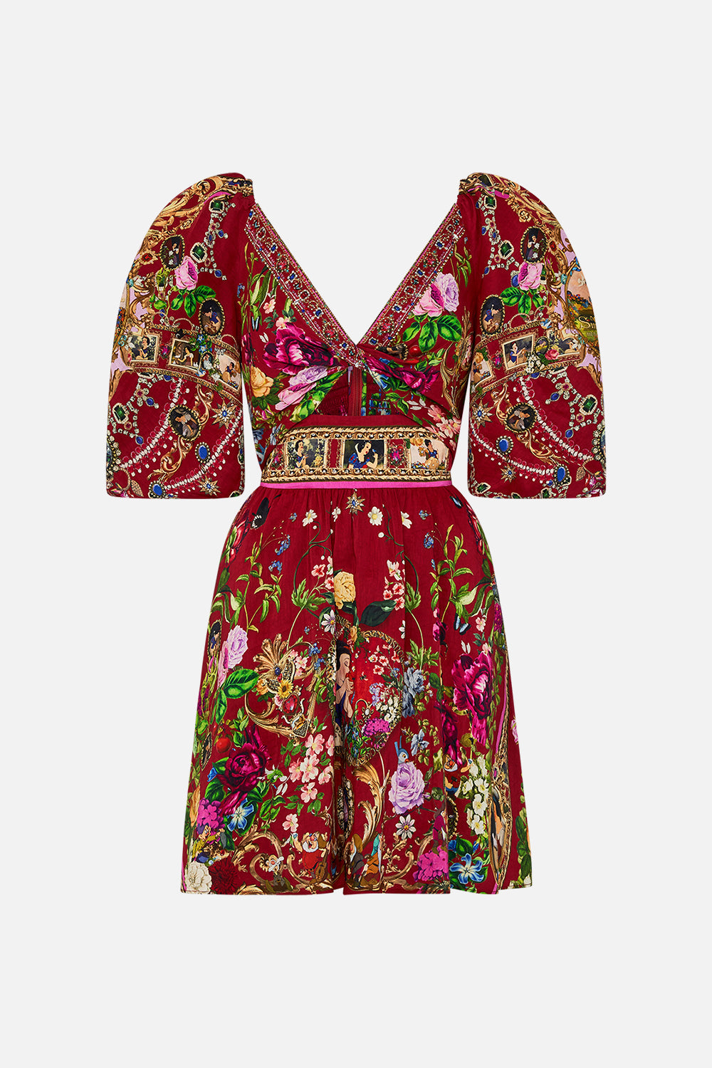 Disney CAMILLA puff sleeve mini dress in just one Bite Snow White print