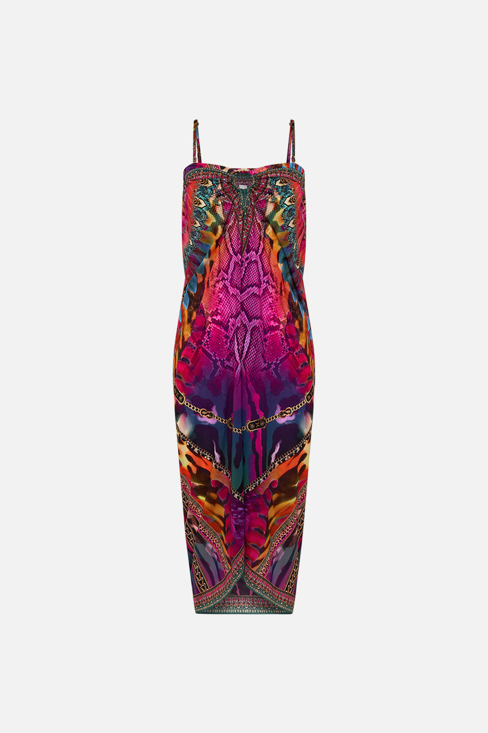 CAMILLA Ring Trim Long Sarong in Sahara Supernatural print.