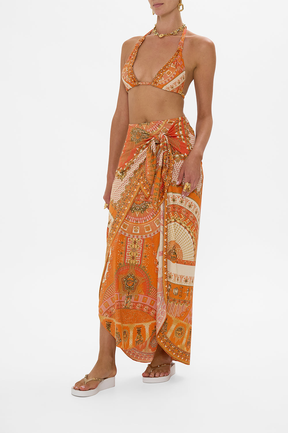 LAYERED LONG SARONG WITH FRONT TIE THE OBELISK GATE